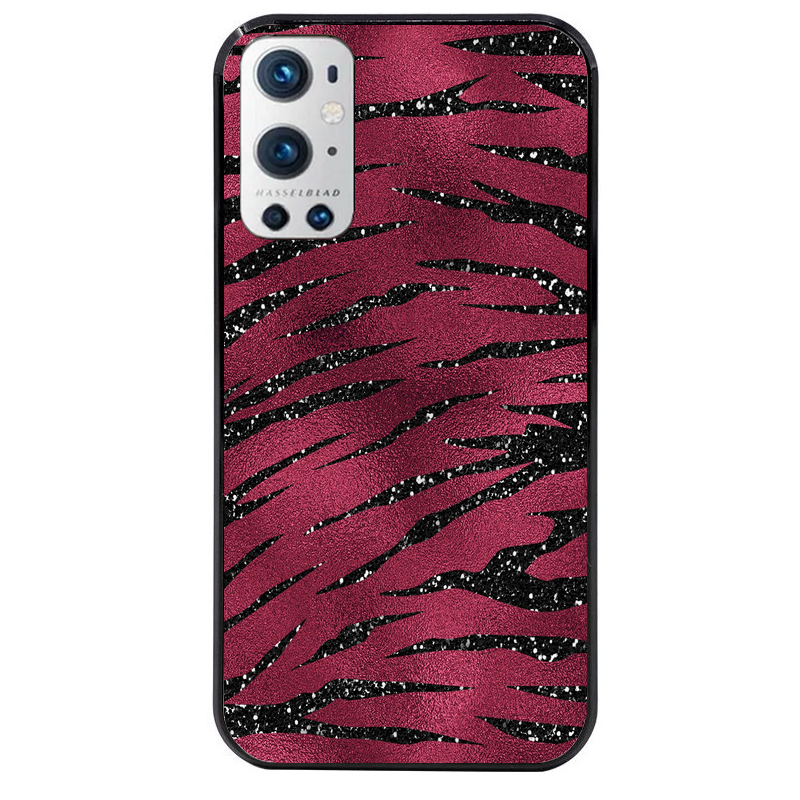 Coque noire taperso pour OnePlus 9 et 9 PRO avec motif zebre grenat protection antichoc personnalisée