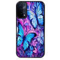 Coque noire taperso pour OPPO A54 et A74 5G avec motif papillon violet uv protection antichoc personnalisée