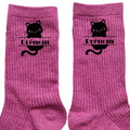 Chaussettes personnalisées paillettes rose motif chat prénom