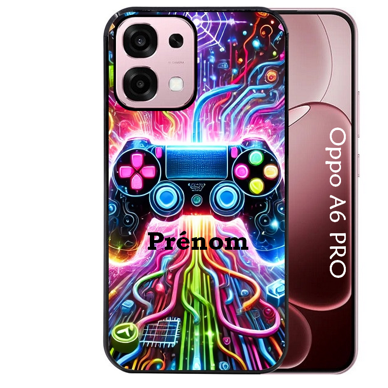 Coque noire taperso pour OPPO A6 PRO 4G et 5G avec motif gamer electro personnalisee protection antichoc personnalisée