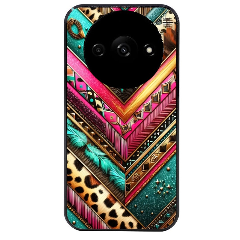 Coque noire taperso pour Redmi A3 avec motif chevron texas protection antichoc personnalisée