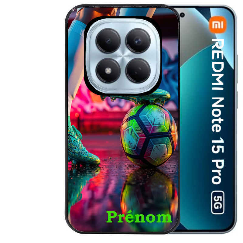 Coque noire taperso pour Redmi Note 15 et PRO PLUS 4G 5G avec motif foot controle personnalisee protection antichoc personnalisée
