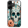 Coque noire taperso pour POCO M6 4G avec motif mort mexicaine turquoise protection antichoc personnalisée