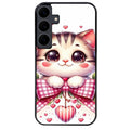 Coque noire taperso pour galaxy A06 A16 A26 A36 A56 avec motif chat noeud et coeur protection antichoc personnalisée