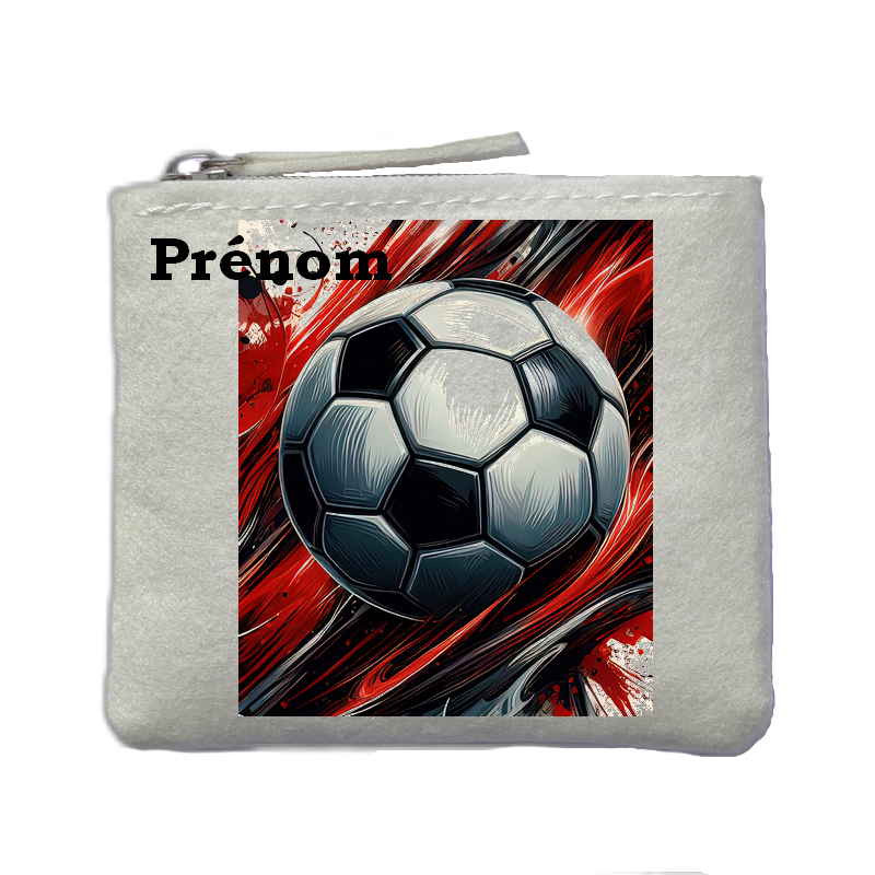 Porte monnaie personnalisé foot ballon ivoire en feutrine en feutrine ivoire