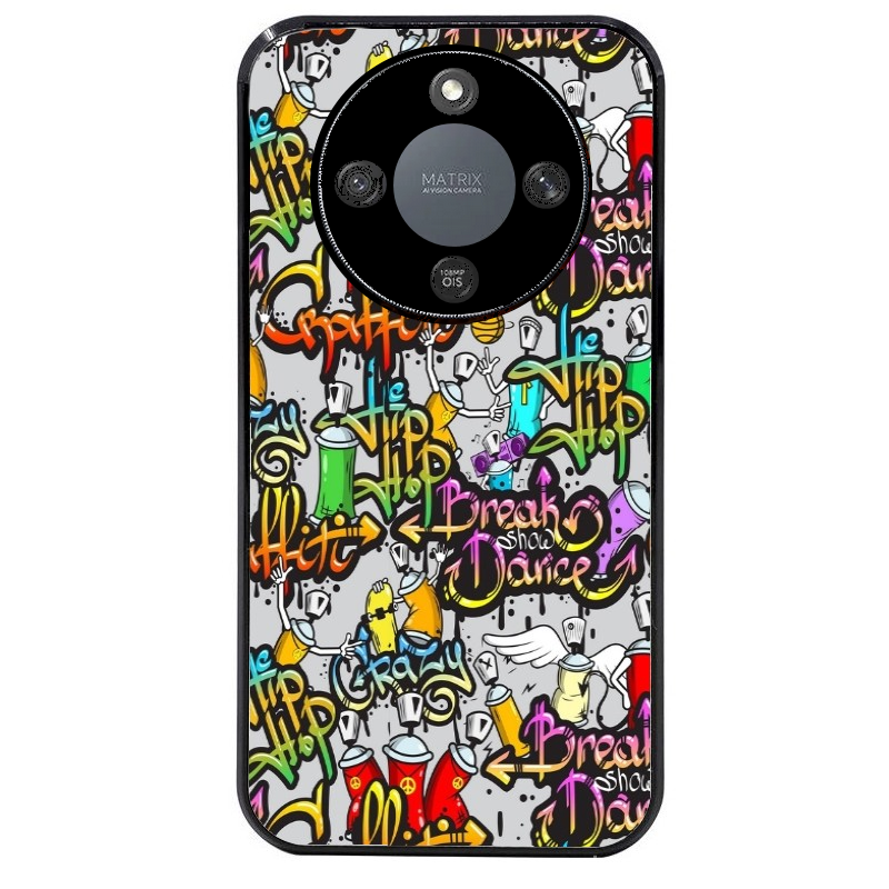 Coque noire taperso pour Magic 5 6 LITE et PRO avec motif tag et graffiti protection antichoc personnalisée