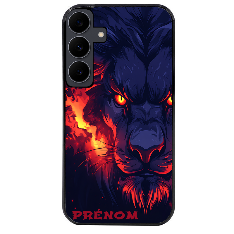 Coque noire taperso pour galaxy A07 A17 A27 A37 A57 avec motif lion anime protection antichoc personnalisée