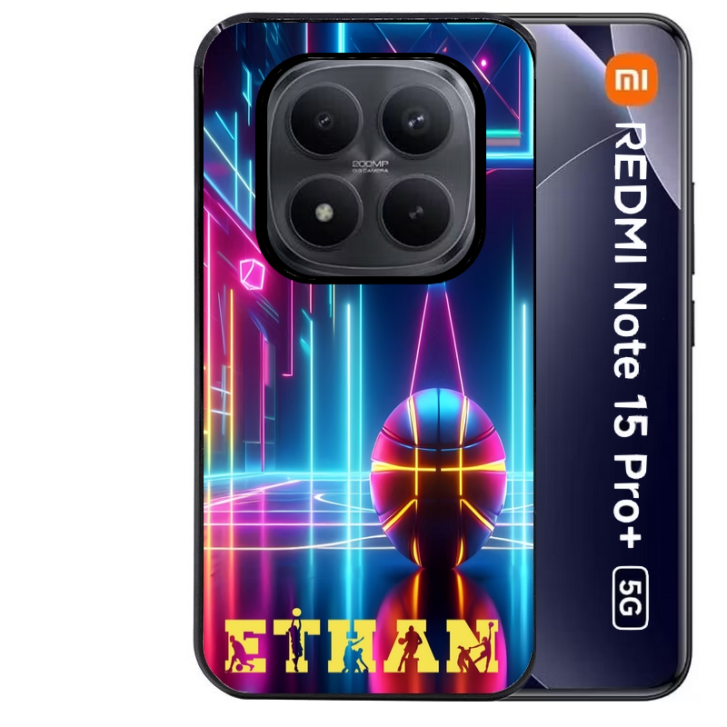 Coque noire taperso pour Redmi Note 15 et PRO PLUS 4G 5G avec motif basket electro personnalisee protection antichoc personnalisée