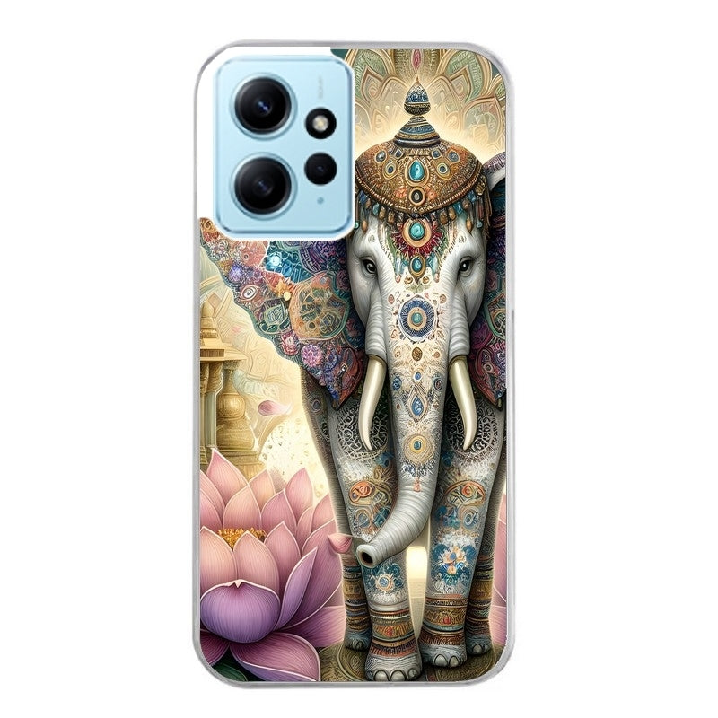 Coque taperso pour POCO X5 5G avec motif elephant et lotus protection antichoc personnalisée