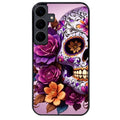 Coque noire taperso pour galaxy A06 A16 A26 A36 A56 avec motif tete de mort calavera violette protection antichoc personnalisée