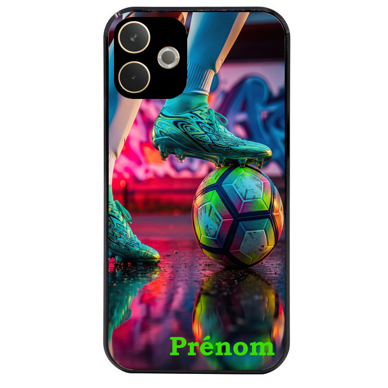 Coque noire taperso pour OPPO A5 PRO 4G et 5G avec motif foot controle personnalisee protection antichoc personnalisée