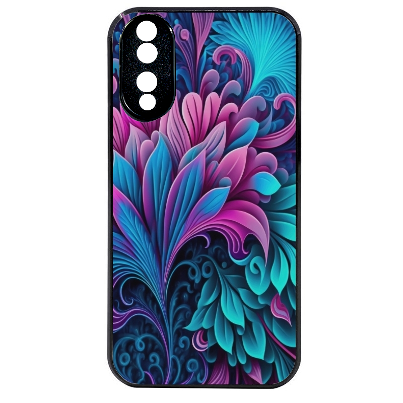 Coque noire taperso pour Honor 70 LITE 90 et LITE avec motif tropical violet et des fleurs protection antichoc personnalisée