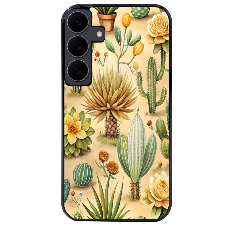 Coque noire taperso pour galaxy A06 A16 A26 A36 A56 avec motif cactus et succulent protection antichoc personnalisée