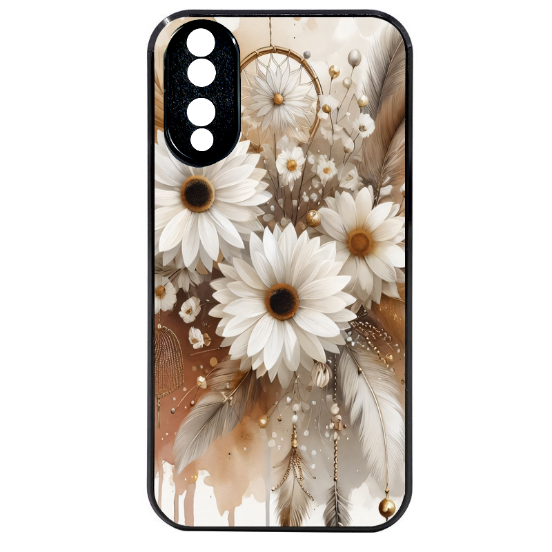 Coque noire taperso pour Honor 70 LITE 90 et LITE avec motif dreamcatcher marguerite protection antichoc personnalisée