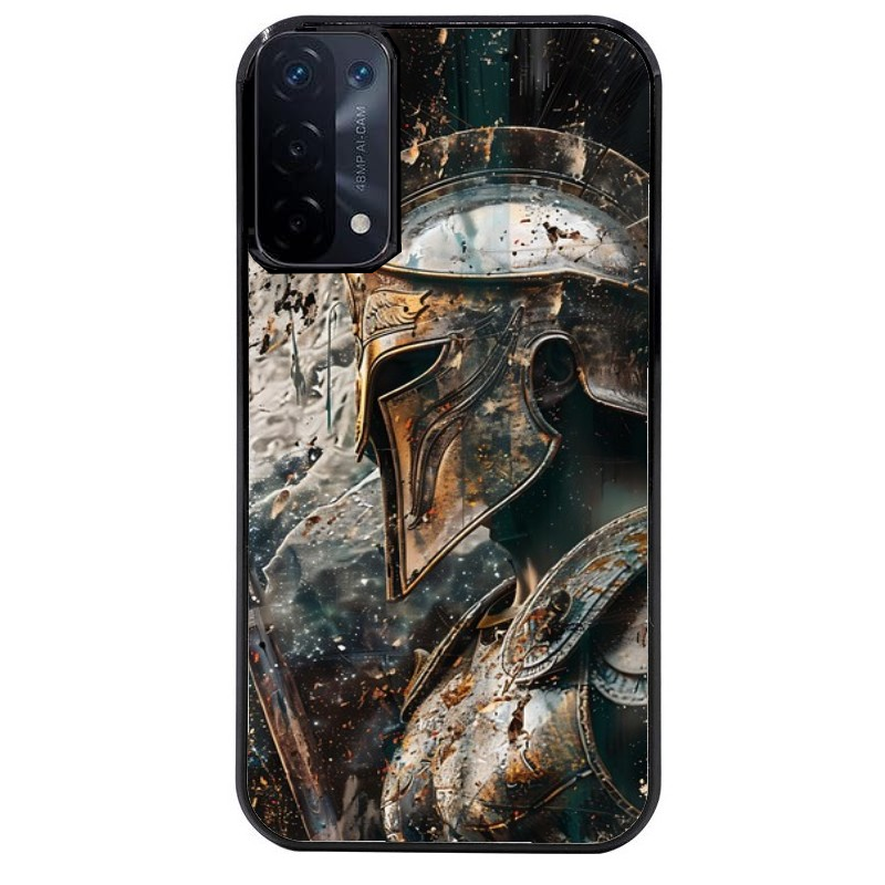 Coque noire taperso pour OPPO A54 et A74 5G avec motif spartan guerrier protection antichoc personnalisée
