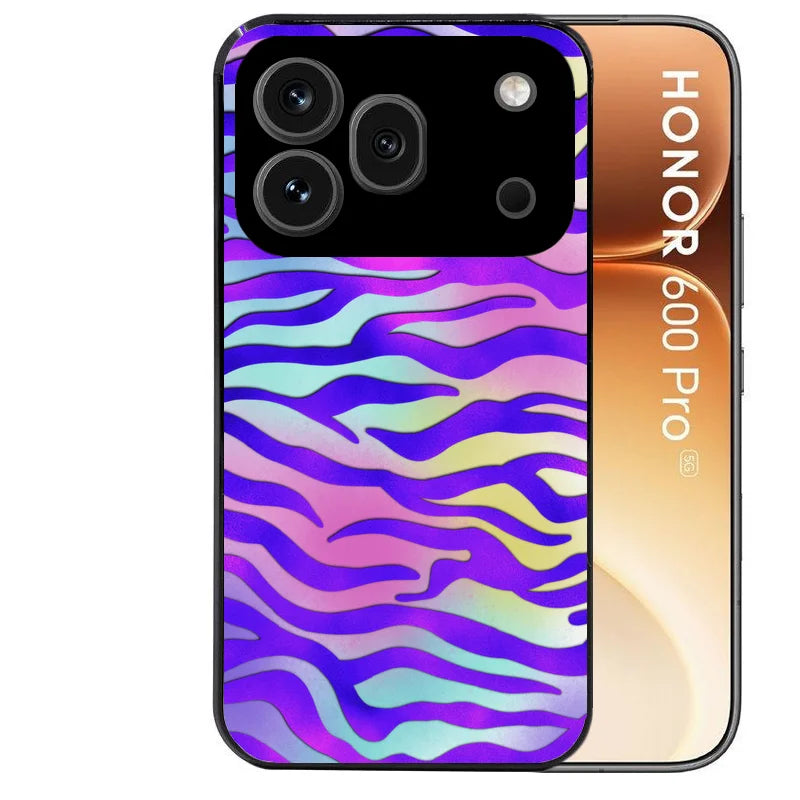 Coque noire taperso pour Honor 600 et 600 PRO avec motif zebre color protection antichoc personnalisée