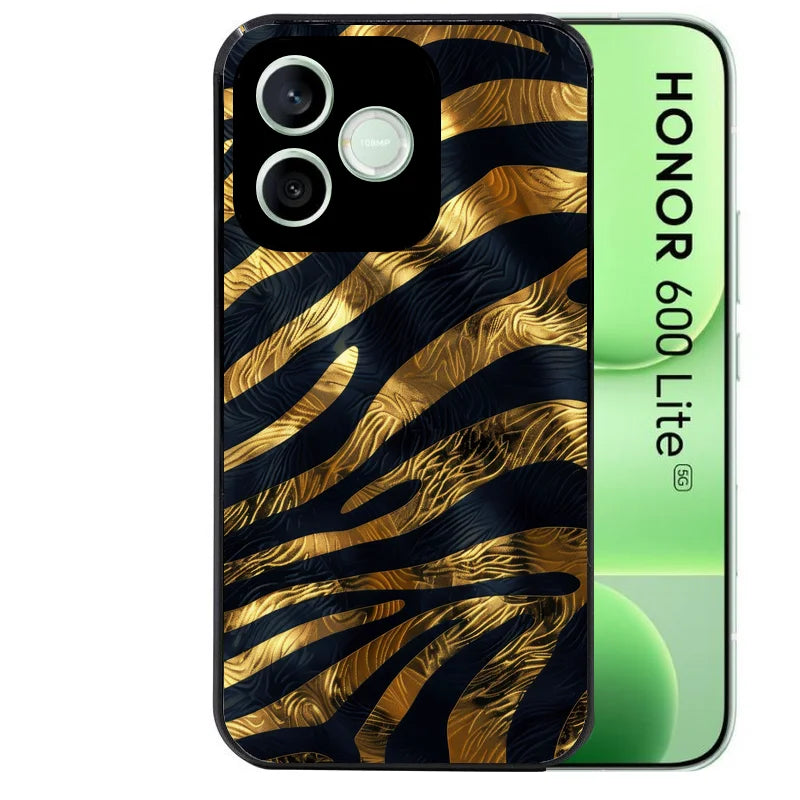 Coque noire pour Honor 600 LITE avec motif zebre gold protection antichoc personnalisée