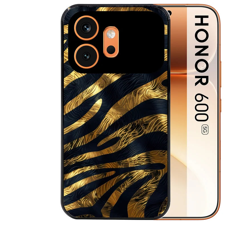 Coque noire taperso pour Honor 600 et 600 PRO avec motif zebre gold protection antichoc personnalisée