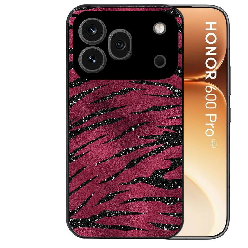 Coque noire taperso pour Honor 600 et 600 PRO avec motif zebre grenat protection antichoc personnalisée