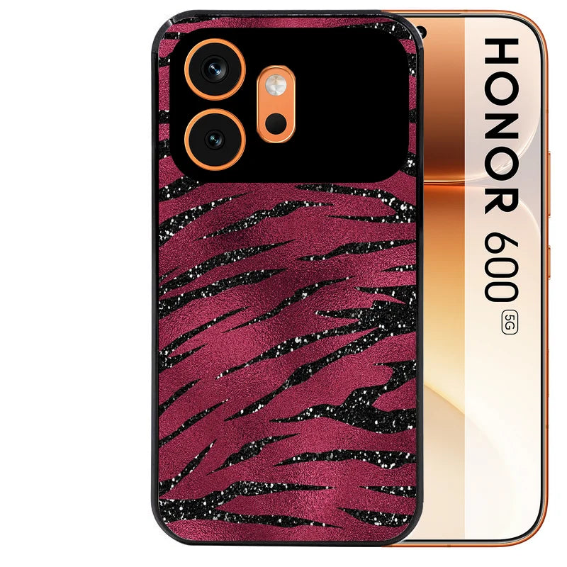 Coque noire taperso pour Honor 600 et 600 PRO avec motif zebre grenat protection antichoc personnalisée