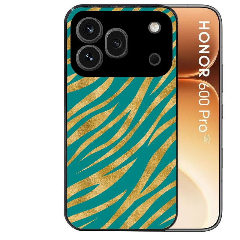 Coque noire taperso pour Honor 600 et 600 PRO avec motif zebre vert protection antichoc personnalisée