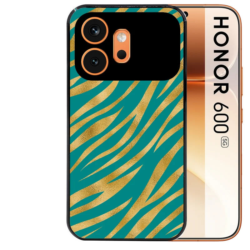 Coque noire taperso pour Honor 600 et 600 PRO avec motif zebre vert protection antichoc personnalisée