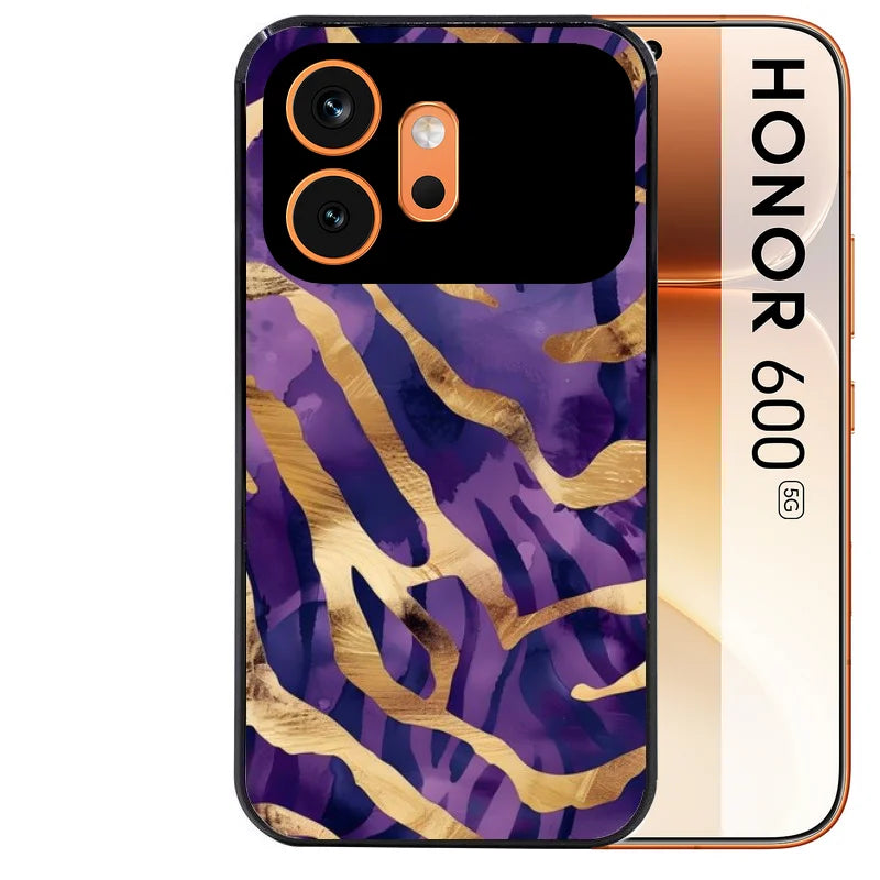 Coque noire taperso pour Honor 600 et 600 PRO avec motif zebre violet protection antichoc personnalisée
