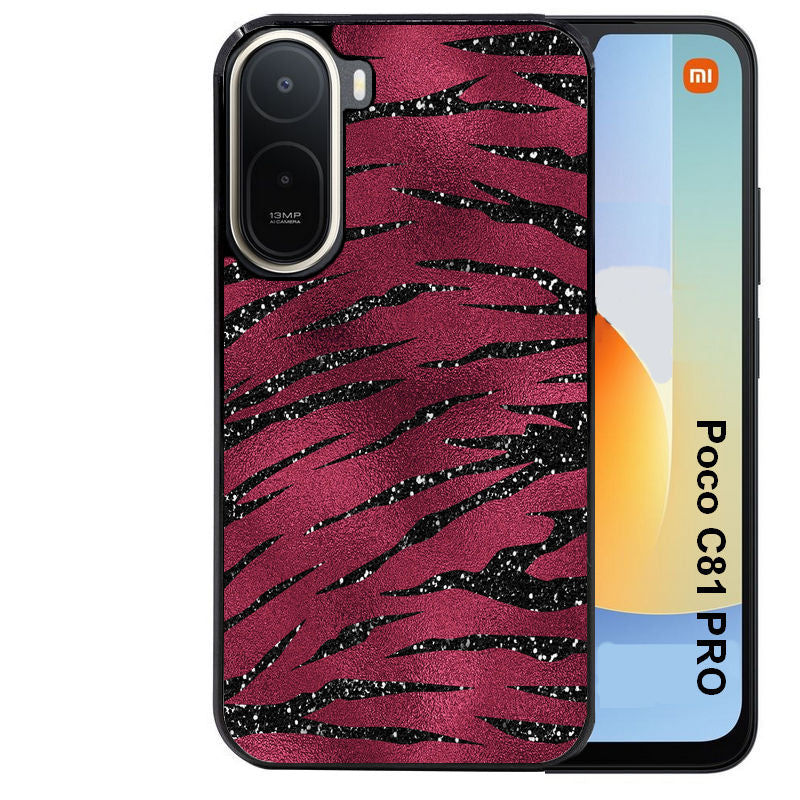 Coque pour POCO C81 PRO zebre grenat