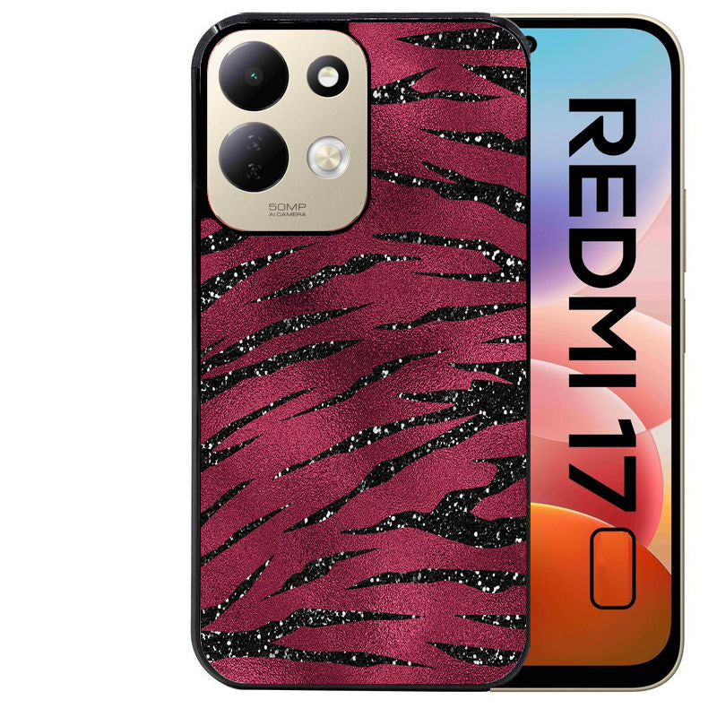 Coque pour Redmi 17 et 17C 4G 5G zebre grenat