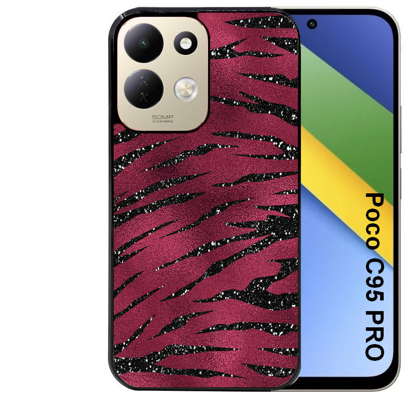 Coque pour POCO C95 PRO zebre grenat