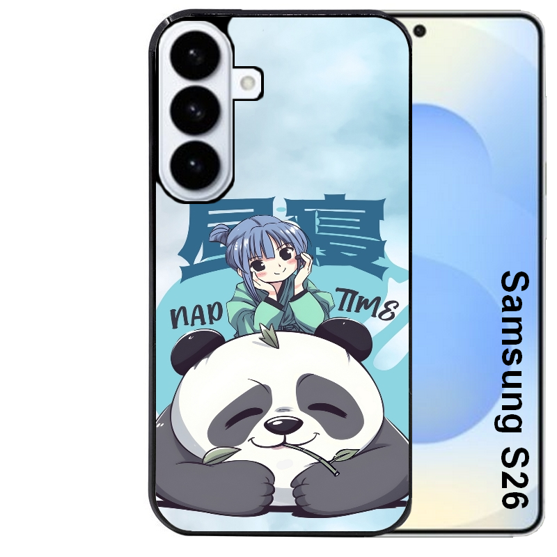 Coque noire taperso pour galaxy S26 et PLUS ULTRA FE avec motif panda anime protection antichoc personnalisée