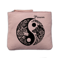 Porte monnaie personnalisé motif yin yang loup rose clair en feutrine en feutrine