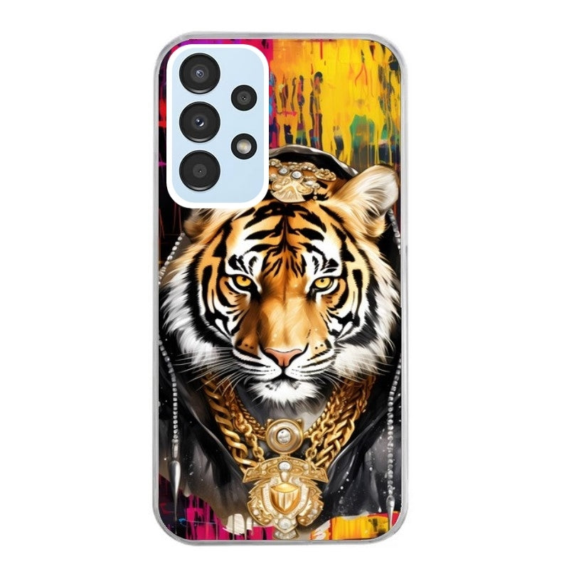 Coque taperso pour Galaxy A13 4G et 5G A23 A53 avec motif tigre style hip hop protection antichoc personnalisée