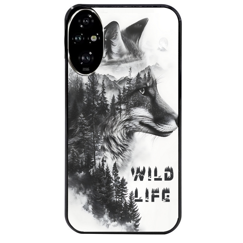 Coque noire taperso pour Honor 200 et Lite Pro Smart avec motif renard fox wild protection antichoc personnalisée