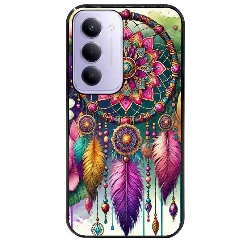 Coque noire taperso pour Redmi 15 4G et 5G avec motif dreamcatcher et mandala protection antichoc personnalisée