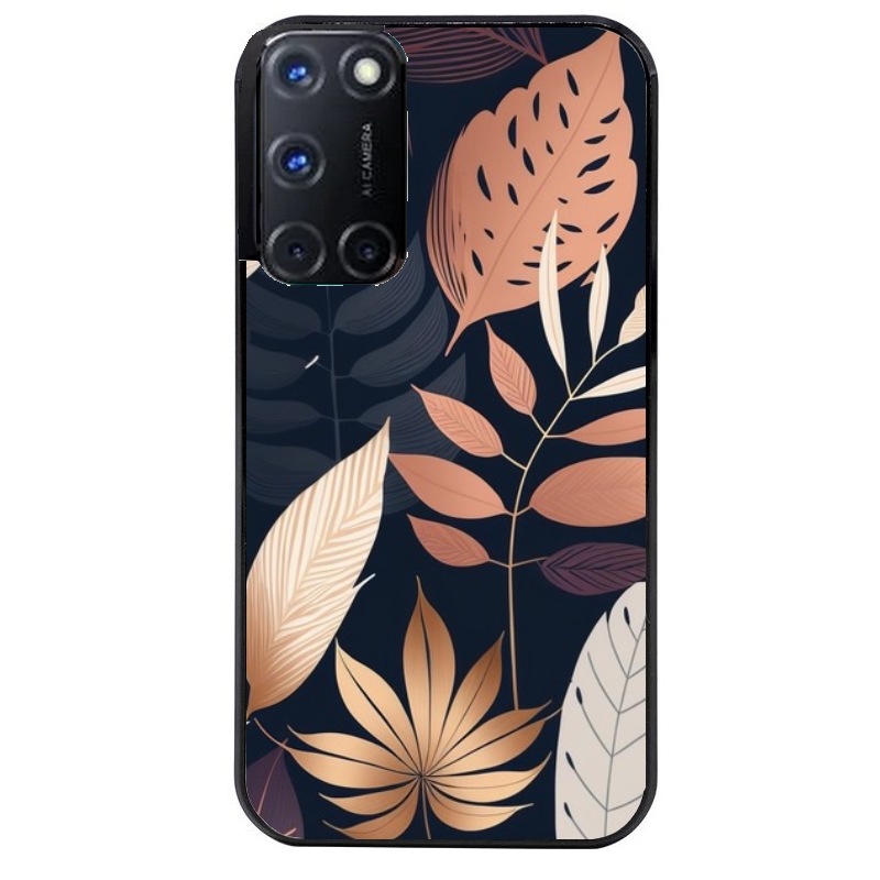Coque noire taperso pour OPPO A72 4G avec motif jungle et feuilles protection antichoc personnalisée