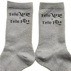 Chaussettes paillettes argent motif maman fille