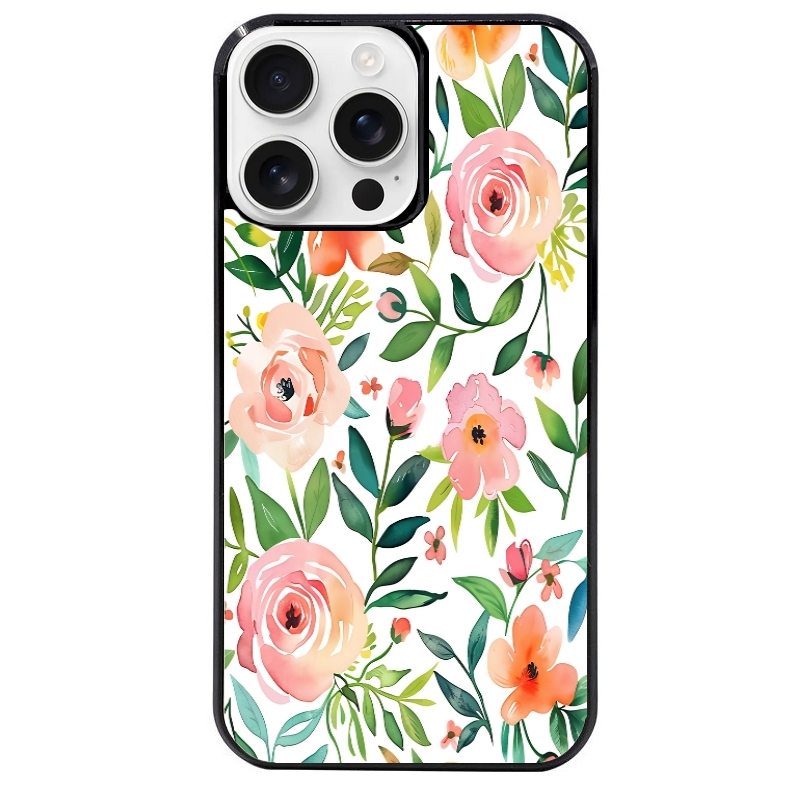 Coque noire taperso pour Iphone 16 16E PLUS MAX PRO avec motif fleur des champs protection antichoc personnalisée