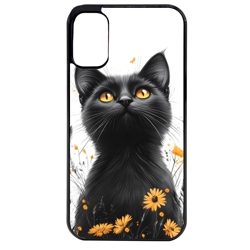 Coque noire taperso pour Moto E13 E14 E15 avec motif chat eyes protection antichoc personnalisée