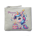 Porte monnaie personnalisé licorne anniversaire ivoire en feutrine en feutrine ivoire