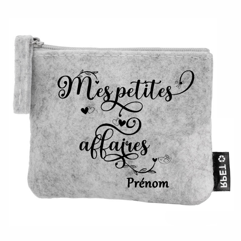 Porte monnaie personnalisé mes petites affaires en feutrine en feutrine