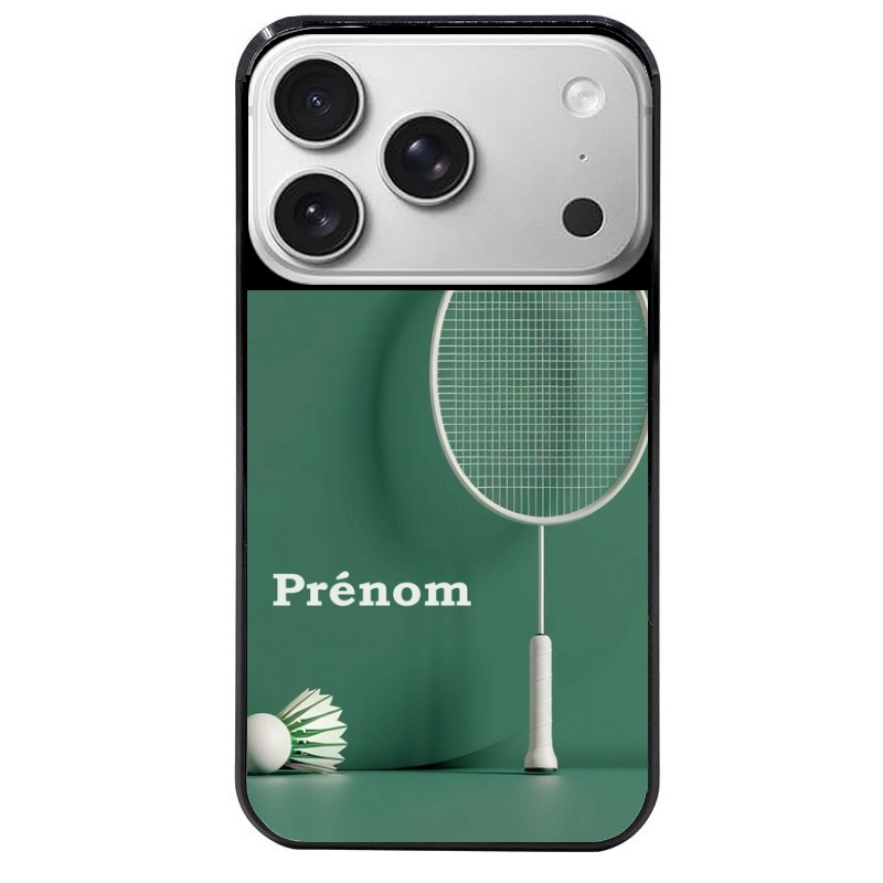 Coque noire taperso pour Iphone 17 17E AIR MAX PRO avec motif badminton sport personnalise protection antichoc personnalisée