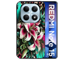 Coque noire taperso pour Redmi Note 15 et PRO PLUS 4G 5G avec motif leopard hibiscus protection antichoc personnalisée