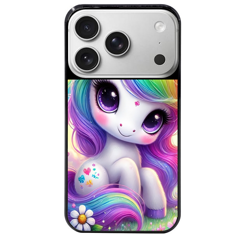 Coque noire taperso pour Iphone 17 17E AIR MAX PRO avec motif licorne et fleurs protection antichoc personnalisée