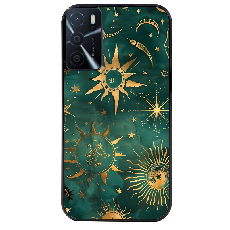 Coque noire taperso pour OPPO A16 et A16S avec motif lune et astro protection antichoc personnalisée