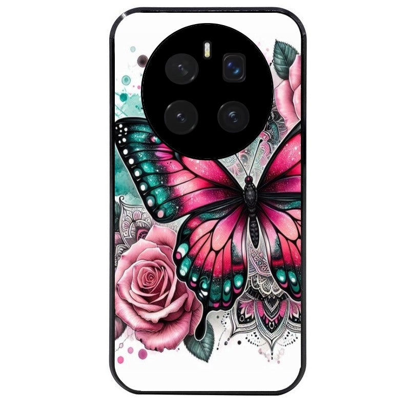 Coque noire taperso pour Magic 7 LITE et PRO avec motif papillon rose protection antichoc personnalisée