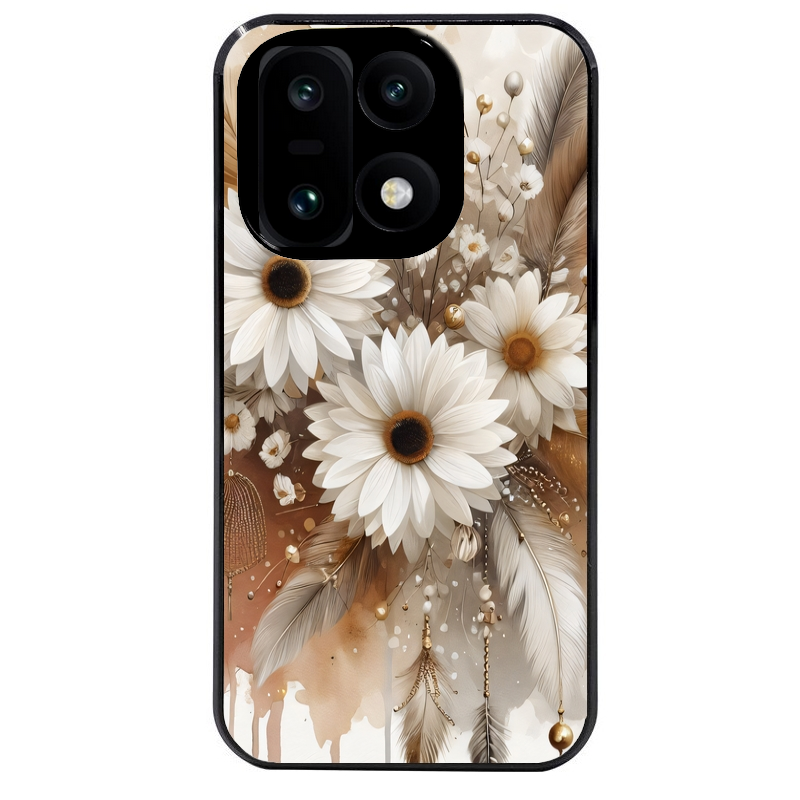 Coque noire taperso pour OnePlus 15 avec motif dreamcatcher marguerite protection antichoc personnalisée