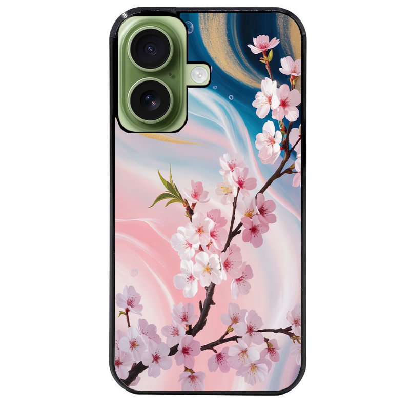 Coque noire taperso pour Iphone 17 17E AIR MAX PRO avec motif marbre fleur cerisier protection antichoc personnalisée
