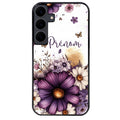 Coque noire taperso pour galaxy A06 A16 A26 A36 A56 avec motif fleur violette personnalisee protection antichoc personnalisée