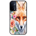 Coque noire taperso pour OPPO A54 et A74 5G avec motif renard fox et fleurs protection antichoc personnalisée